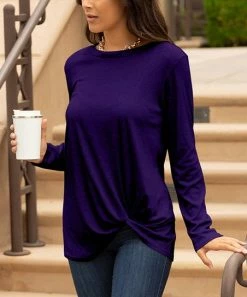 Lily | Purple Twist-Front Crewneck Tunic - Women & Plus