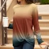 Lily | Navy & Rust Ombré Twist-Front Crewneck Tunic - Women