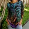 Lily | Purple & Rust Abstract Long-Sleeve Crewneck Tunic - Women