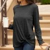 Lily | Dark Gray Twist-Front Crewneck Tunic - Women