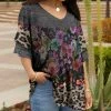 Lily | Gray & Purple Leopard Floral Ruffle-Sleeve V-Neck Tunic - Women & Plus