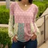 Lily | Rose & Blue Floral Patchwork V-Neck Tunic - Women & Plus