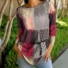 Lily | Gray & Pink Abstract Patchwork Crewneck Tunic - Women