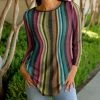 Lily | Green & Pink Stripe Crewneck Tunic - Women