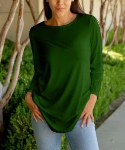 Lily | Green Long-Sleeve Crewneck Tunic - Women & Plus