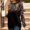 Lily | Black & Mocha Floral Twist-Front Crewneck Tunic - Women & Plus