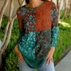 Lily | Rust & Turquoise Patchwork Long-Sleeve Crewneck Tunic - Women & Plus