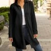 Lily | Black Collared Button-Up Longline Shacket - Women