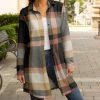 Lily | Black & Beige Plaid Collared Button-Up Longline Shacket - Plus