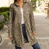 Lily | Beige & Brown Leopard Collared Button-Up Longline Shacket - Plus