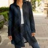 Lily | Blue & Black Plaid Collared Button-Up Longline Shacket - Women