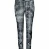 Lily | Black & White Abstract Plaid Velvet Skinny Pants - Women