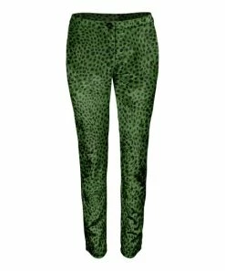 Lily | Green & Black Cheetah Velvet Skinny Pants - Women