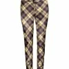 Lily | Purple & Beige Abstract Plaid Velvet Skinny Pants - Women