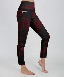 Lily | Black & Red Floral Pocket Leggings - Women