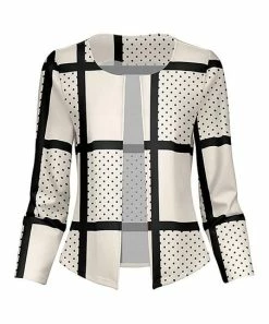 Lily | Black & Cream Grid Open Blazer - Women & Plus
