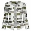 Lily | Olive & White Geometric Open Blazer - Women & Plus