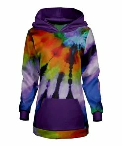 Lily | Purple & Orange Tie-Dye Kangaroo Pocket Hoodie - Women & Plus