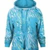Lily | Aqua Green Leaf Chest Pocket Hoodie - Women & Plus
