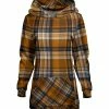 Lily | Brown & Blue Plaid Kangaroo Pocket Hoodie - Women & Plus