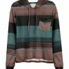 Lily | Blue & Taupe Stripe Chest Pocket Hoodie - Women & Plus