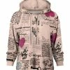 Lily | Cream & Pink 'Vintage' Chest Pocket Hoodie - Women & Plus