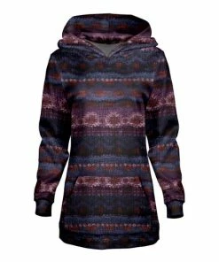 Lily | Rose & Navy Geometric Kangaroo Pocket Hoodie - Women & Plus