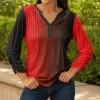 Lily | Red & Black Color Block Pleated Button-Front Tunic - Women