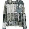 Lily | Gray & Green Abstract Patchwork Pocket Drawstring Hoodie - Women & Plus