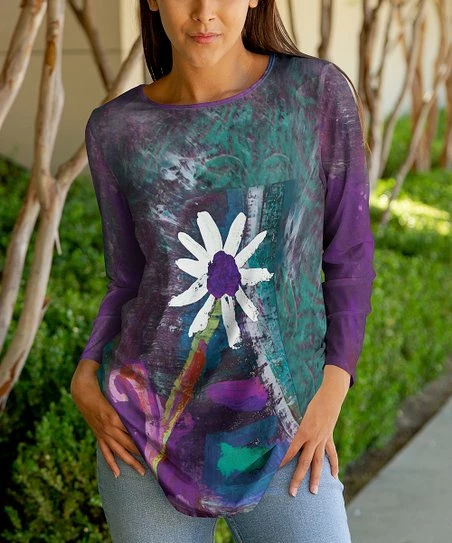Lily | Purple & Teal Floral Tunic - Women & Plus 1 Lily | Purple & Teal Floral Tunic - Women & Plus