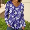 Lily | Purple & White Floral V-Neck Tunic - Plus