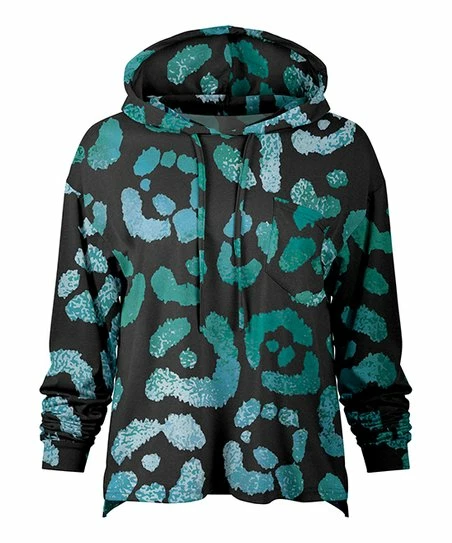 Lily | Turquoise Leopard Chest-Pocket Hoodie - Women & Plus 1 Lily | Turquoise Leopard Chest-Pocket Hoodie - Women & Plus