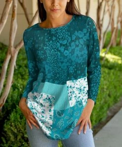 Lily | Teal & White Patchwork Tunic - Women & Plus