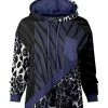 Lily | Black & Blue Animal Print Chest-Pocket Hoodie - Women & Plus