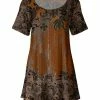 Lily | Black & Rust Floral Swirl Short-Sleeve Swing Scoop Neck Tunic - Women