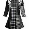 Lily | Black & White Plaid Patchwork Boatneck Tunic - Women & Plus