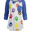 Lily | Blue & White Polka Dot Paw-Print Pocket Raglan Tunic - Plus