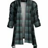 Lily | Black & Turquoise Plaid Open Cardigan - Women & Plus