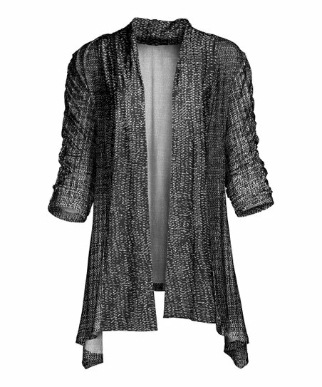 Lily | Dark Gray Marled Open Cardigan - Women & Plus 1 Lily | Dark Gray Marled Open Cardigan - Women & Plus
