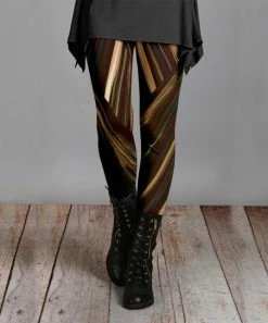 Lily | Brown & Dark Brown Abstract Stripe Leggings - Plus
