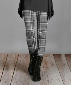 Lily | Black & White Plaid Leggings - Women