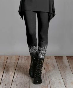 Lily | White & Gray Floral Leggings - Women