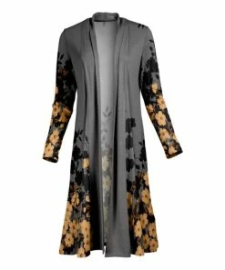 Lily | Gray & Yellow Floral Duster - Women