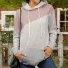 Lily | Pink & Gray Color Block Drawstring Pocket Hoodie - Plus
