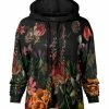 Lily | Black & Red Floral Chest Pocket Hoodie - Women & Plus