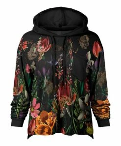 Lily | Black & Red Floral Chest Pocket Hoodie - Women & Plus