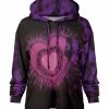 Lily | Purple & Black Tie-Dye Heart Chest Pocket Hoodie - Women & Plus