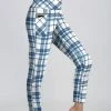 Lily | White & Blue Plaid Pocket Leggings - Women