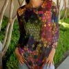 Lily | Mauve & Green Abstract Geometric Tunic - Plus