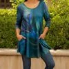 Lily | Teal & Purple Abstract Pocket Tunic - Plus